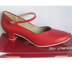 CH791 rot - Tanzschuhe mit Chromledersohle - 4 cm Absatz